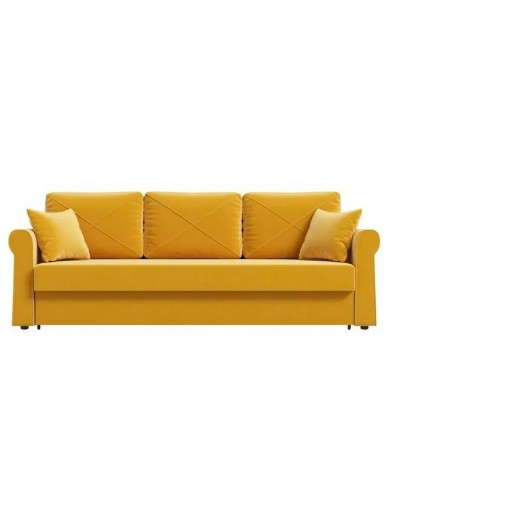 Прямой диван-кровать Имола, еврокнижка, 143х201 см, Желтый, велюр
